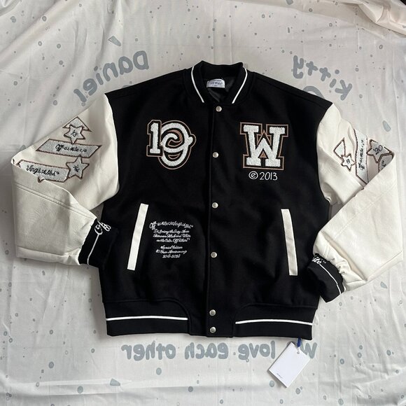 Off-White Black Embroidered Baseball Jacket - Picture 1 of 8